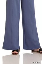 Zenana Scuba Collared Pullover & Center Seam Pants Set