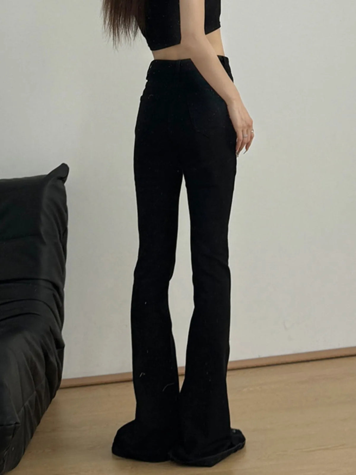 High-Waisted Slit Flare Jeans - Ladyez