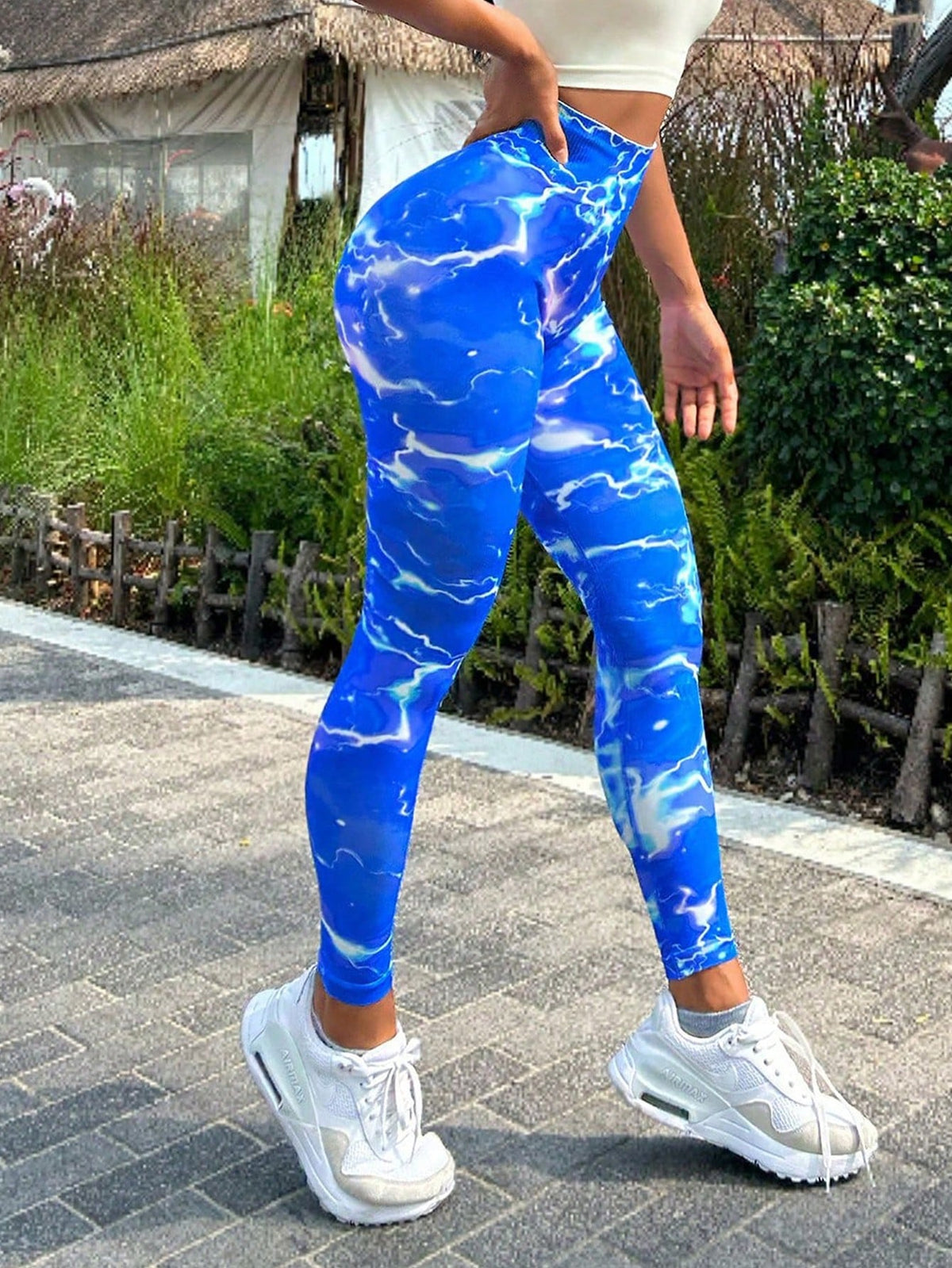 Tie-dye Slim Fit High Waistband Long Active Pants - Ladyez