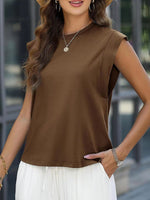 Florira Round Neck Cap Sleeve T-Shirt - Ladyez