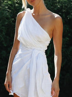 Ruched One-Shoulder Mini Dress - Ladyez
