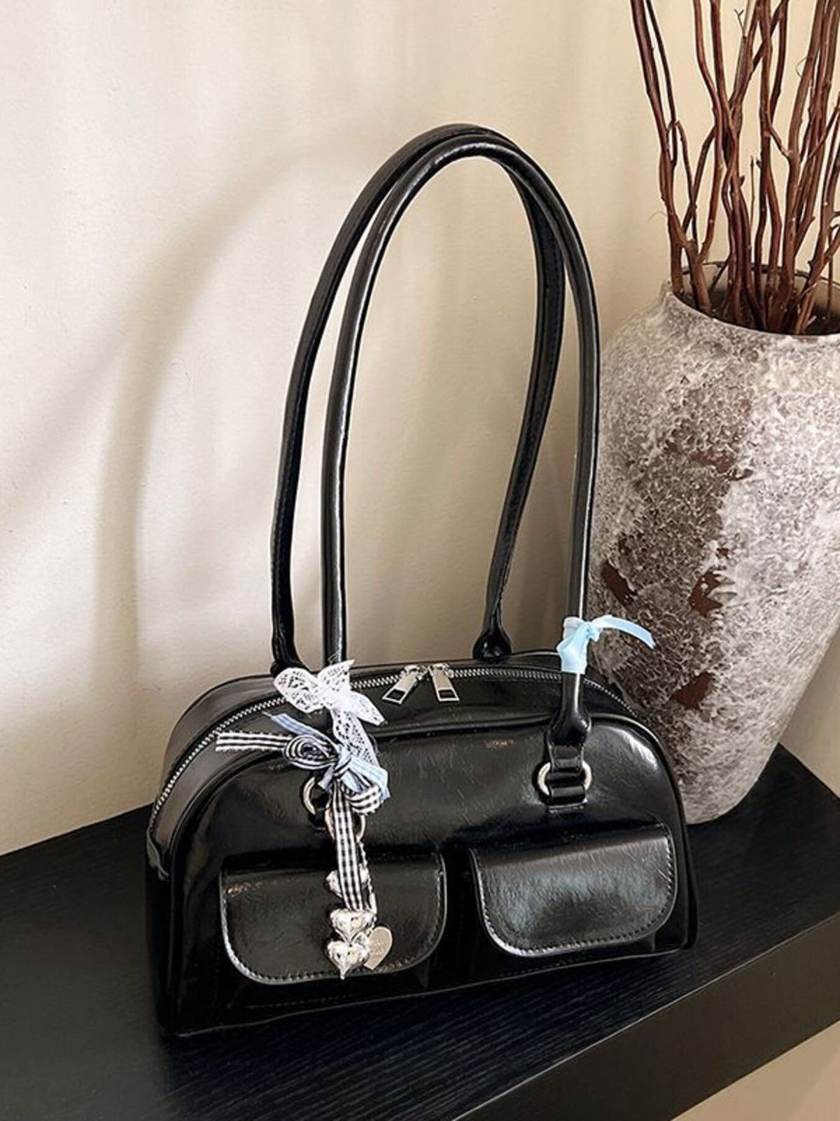 Faux Leather Shoulder Bag