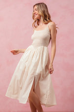 SO ME Smocked Sleeveless Casual Everyday Dress With Slit