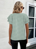 Animal Print Ruffle Sleeve Blouse