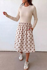 Polka Dot Midi Long Sleeve Dress