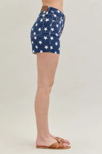 Judy Blue Full Size High Waist Americana Flag Fray Hem Shorts Plus Size - Ladyez