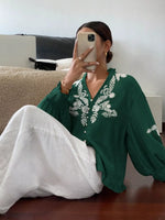 Embroidered Long Sleeve Blouse