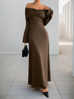 Off-Shoulder Long Sleeve Bodycon Maxi Dress - Ladyez