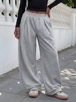 Elastic Waist Wide-Leg Sweatpants