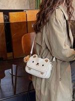 Cartoon Bear Crossbody Bag with Plush Bear Charm