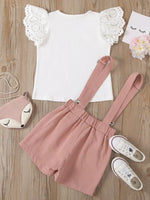 Children's Lace Sleeve Top & Suspender Skirt Set