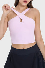 Millennia Crisscross Grecian Neck Active Cami - Ladyez