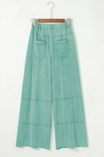 Mineral Wash Exposed Seam Drawstring High Waist Wide Leg Cargo Pants