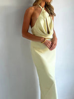 Halter Neck Satin Maxi Dress