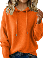 Drawstring Long Sleeve Hooded Sweater