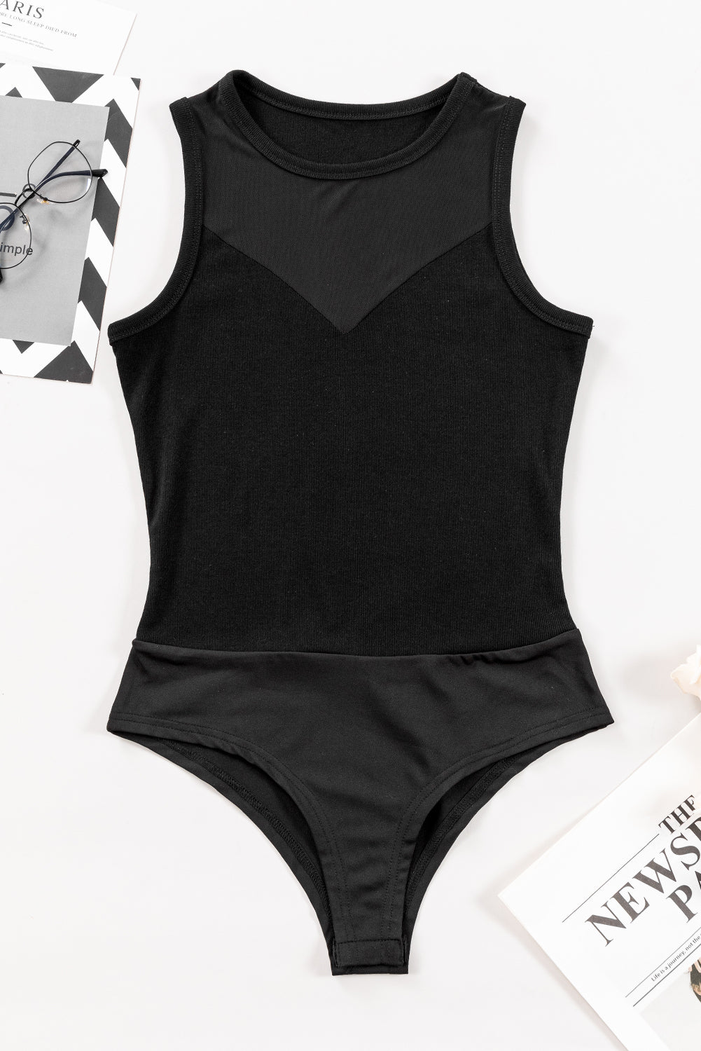 Round Neck Sleeveless Bodysuit - Ladyez