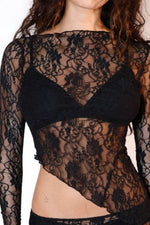 Lace Long Sleeve Sheer Crop Top