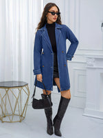Belted Double-Breasted Denim Jacket