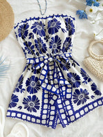 Strapless Tie Waist Romper