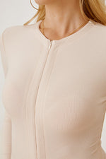 Zip Up Long Sleeve Bodysuit - Ladyez