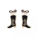 Cowgirl Boot Dangle Earrings with Bow