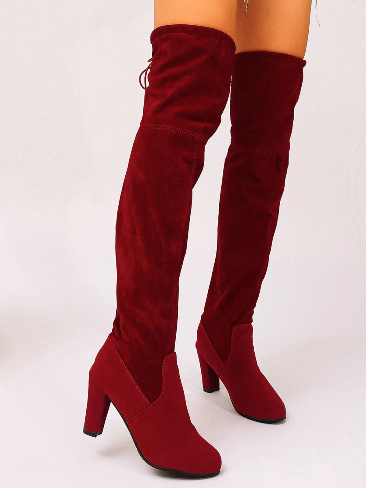Suede Over-The-Knee High Heel Boots - Ladyez