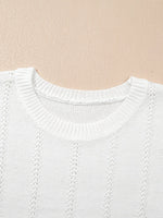 Openwork Round Neck Short Sleeve Sweater