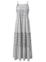 Tiered Striped Sleeveless Cami Dress - Ladyez