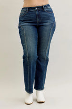 Judy Blue Full Size Seam Detail Straight Leg Jeans Plus Size - Ladyez