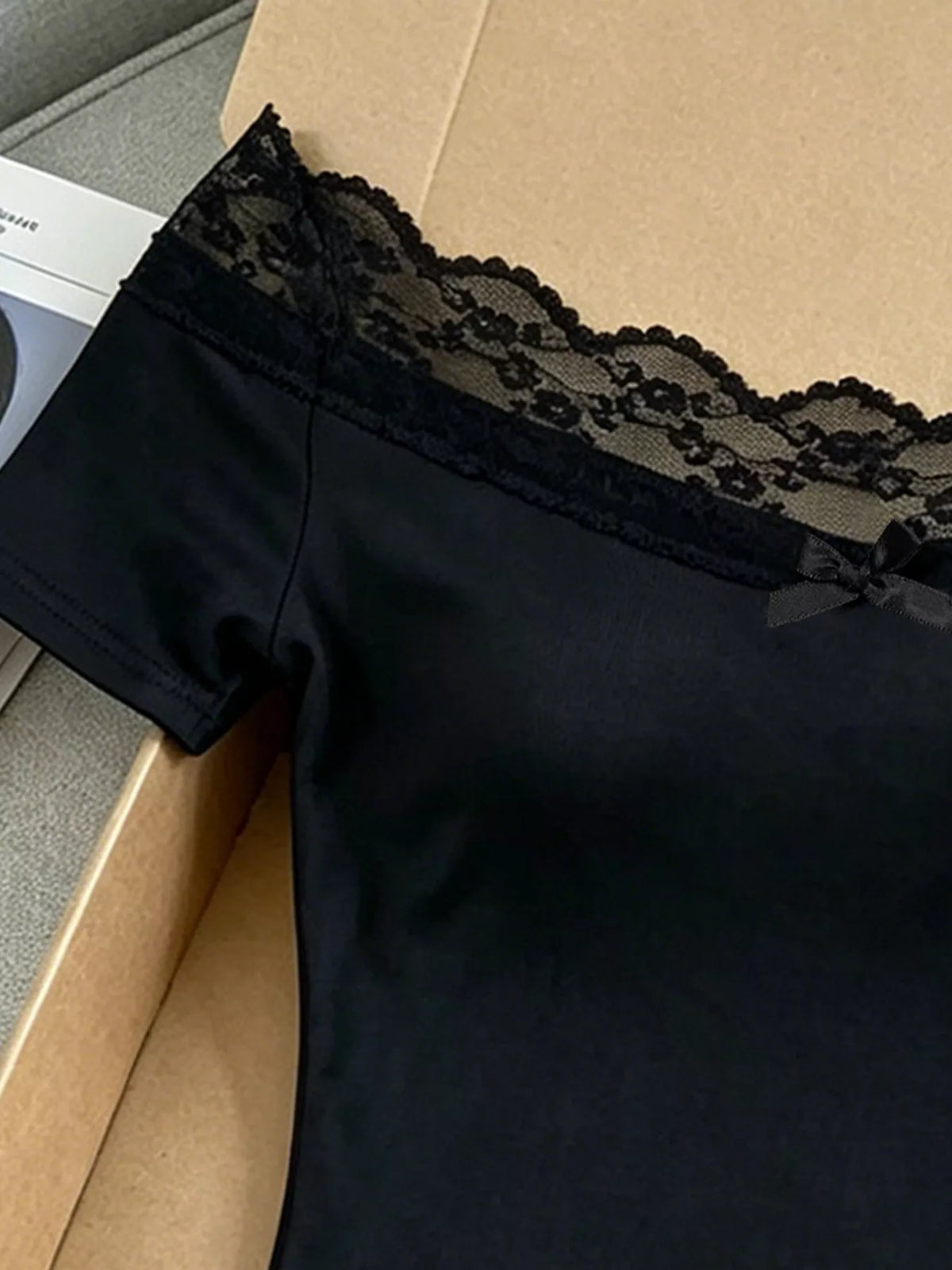 Lace Detail Off Shoulder T-Shirt