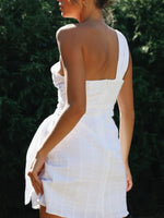 Ruched One-Shoulder Mini Dress - Ladyez