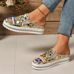 Sequin Round Toe Platform Loafers