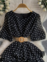Polka Dot Ruffled Tiered Dress