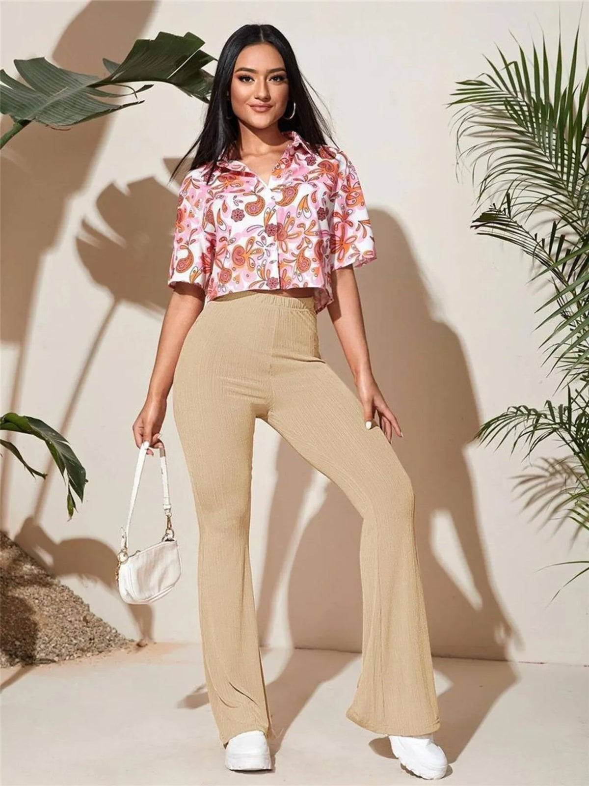 Full Size High-Waist Flare Active Pants Plus Size - Ladyez