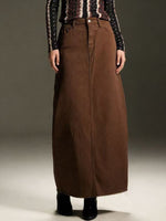 Raw Hem Maxi Denim Skirt