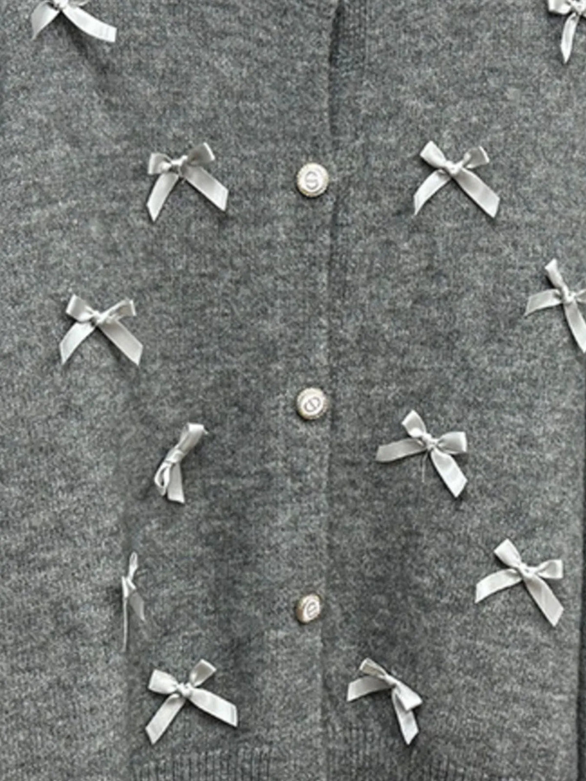 Bow Button Up Long Sleeve Cardigan