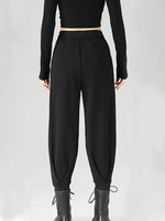 High-Waisted Buckle Detail Tapered Pants