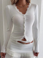 Lace Trim Long Sleeve Top
