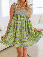 Printed Tie Shoulder Mini Cami Dress - Ladyez
