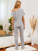 Boat Neck Top and Pants Lounge Set - Ladyez