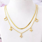 18K Gold-Plated Double Layered Charm Necklace