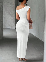 Textured Single Shoulder Bodycon Maxi Dress - Ladyez