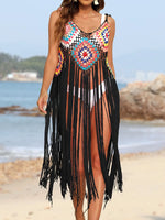 Fringe Spaghetti Strap Cover-Up - Ladyez