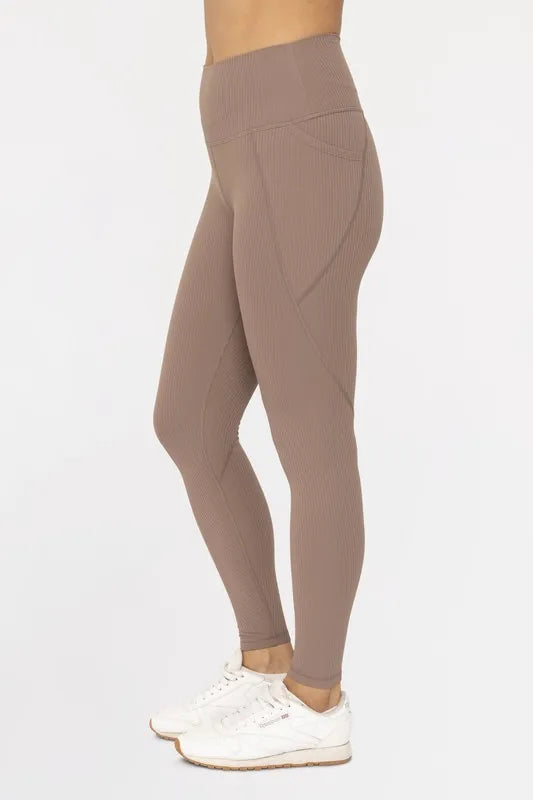 MONO B Soft Ribbed High Waisted Leggings - Ladyez