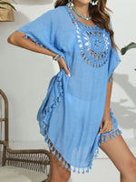 Tassel Crochet Round Neck Cover-Up - Ladyez