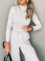 Turtleneck Long Sleeve Top and Pants Set