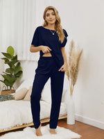 Boat Neck Top and Pants Lounge Set - Ladyez