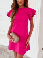 Ruffled Layered Short Sleeve Mini Dress - Ladyez