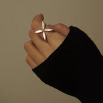 Stainless Steel Crisscross Open Ring