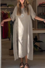 Full Size Relaxed Fit Short Sleeves Dress Plus Size